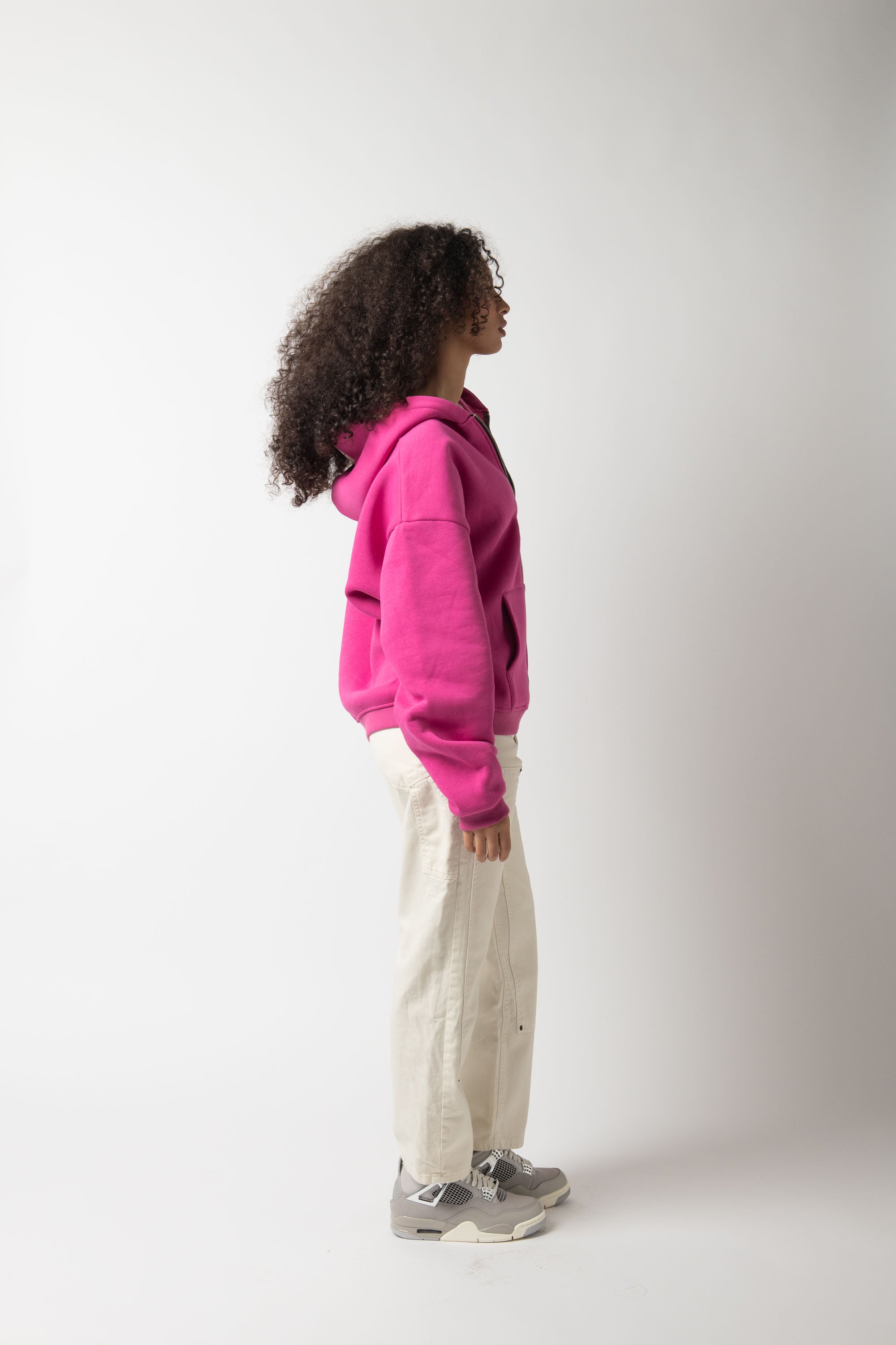 Hoodie Zip Match fuxia