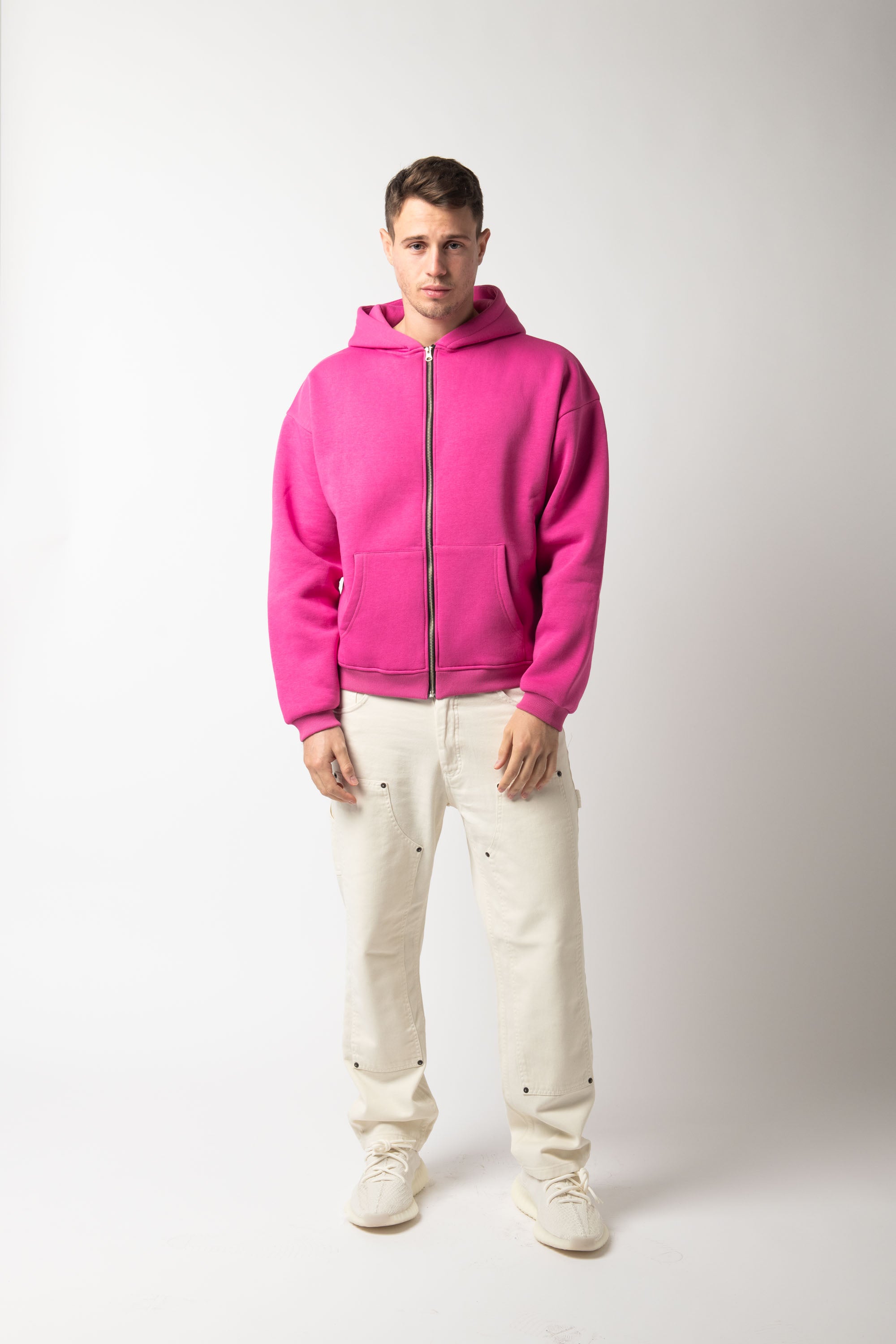 Hoodie Zip Match fuxia