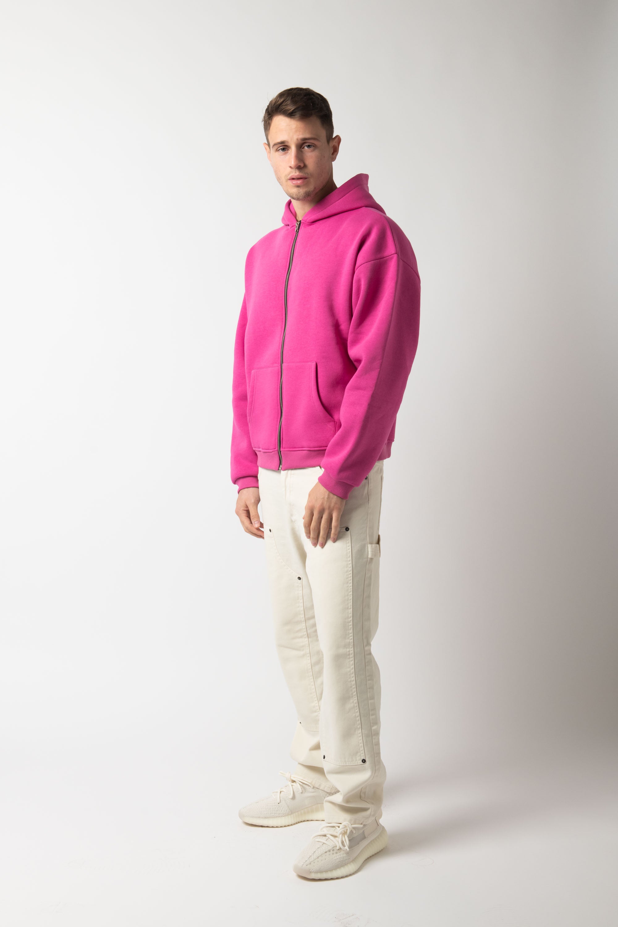 Hoodie Zip Match fuxia