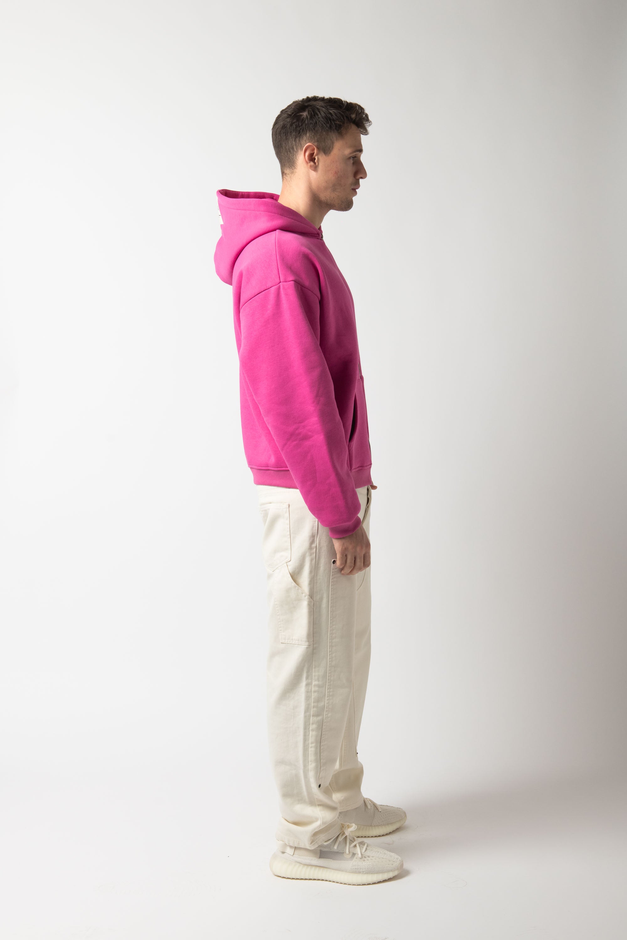 Hoodie Zip Match fuxia