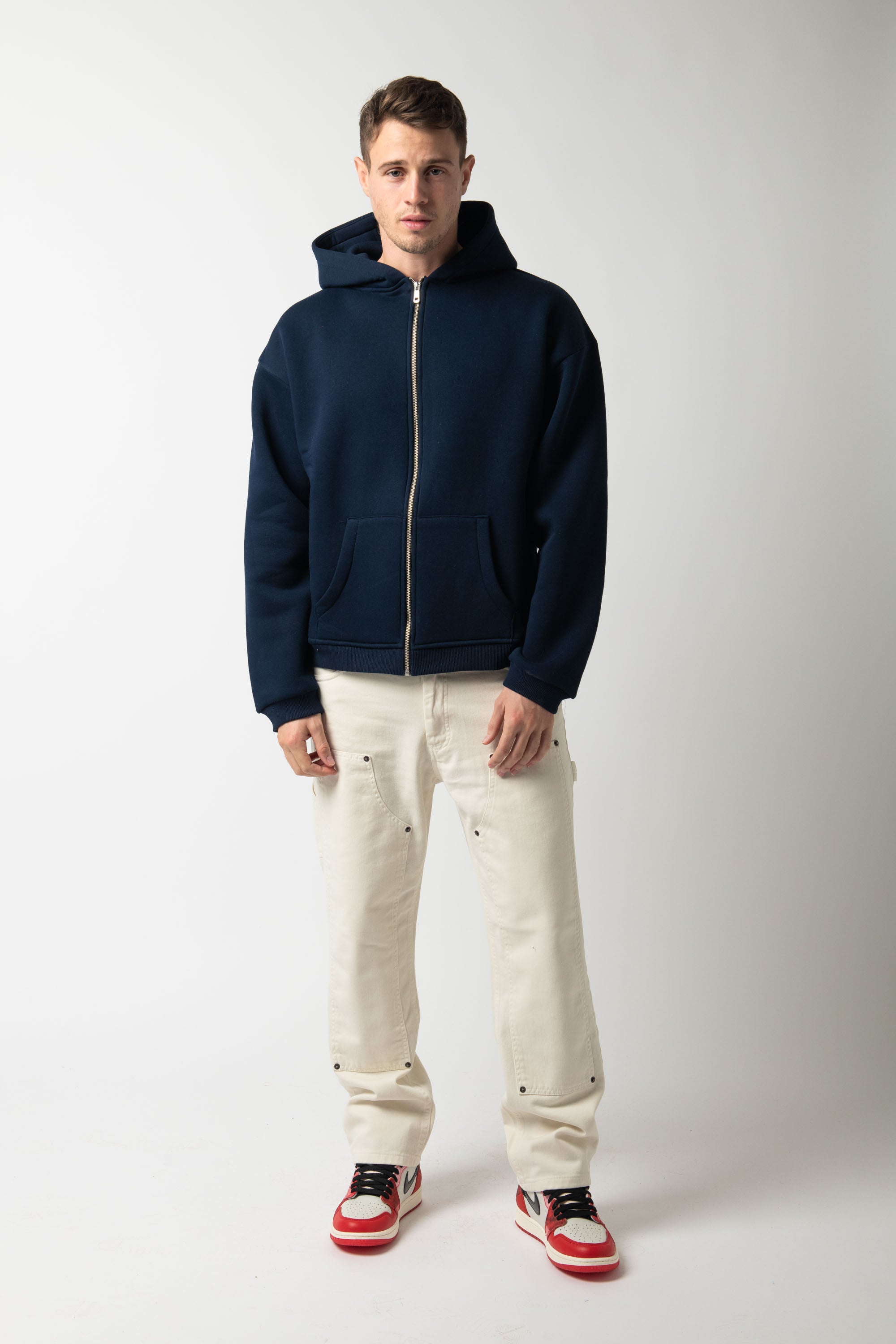 Hoodie Zip Match Blue