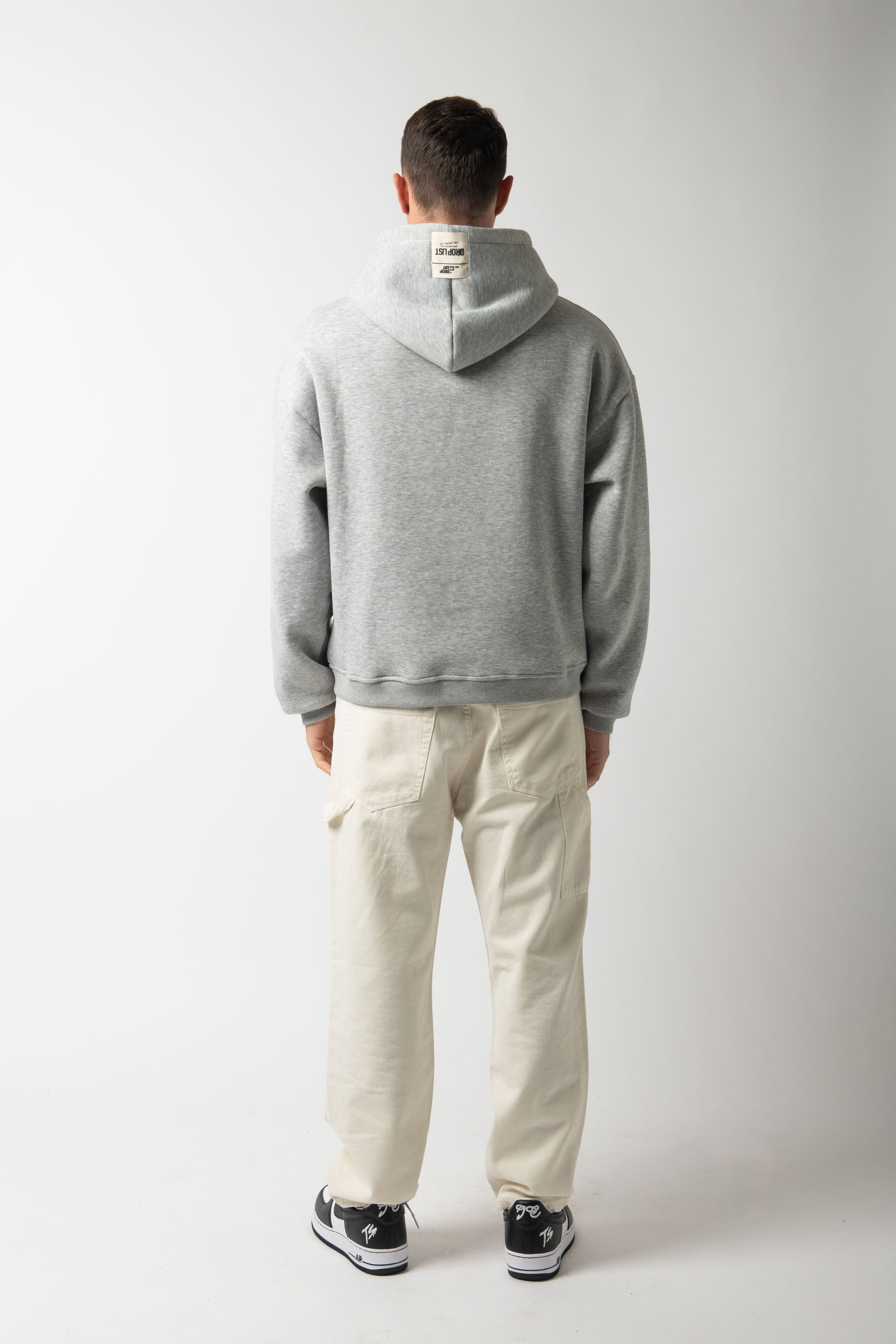 Hoodie Zip Match Grey