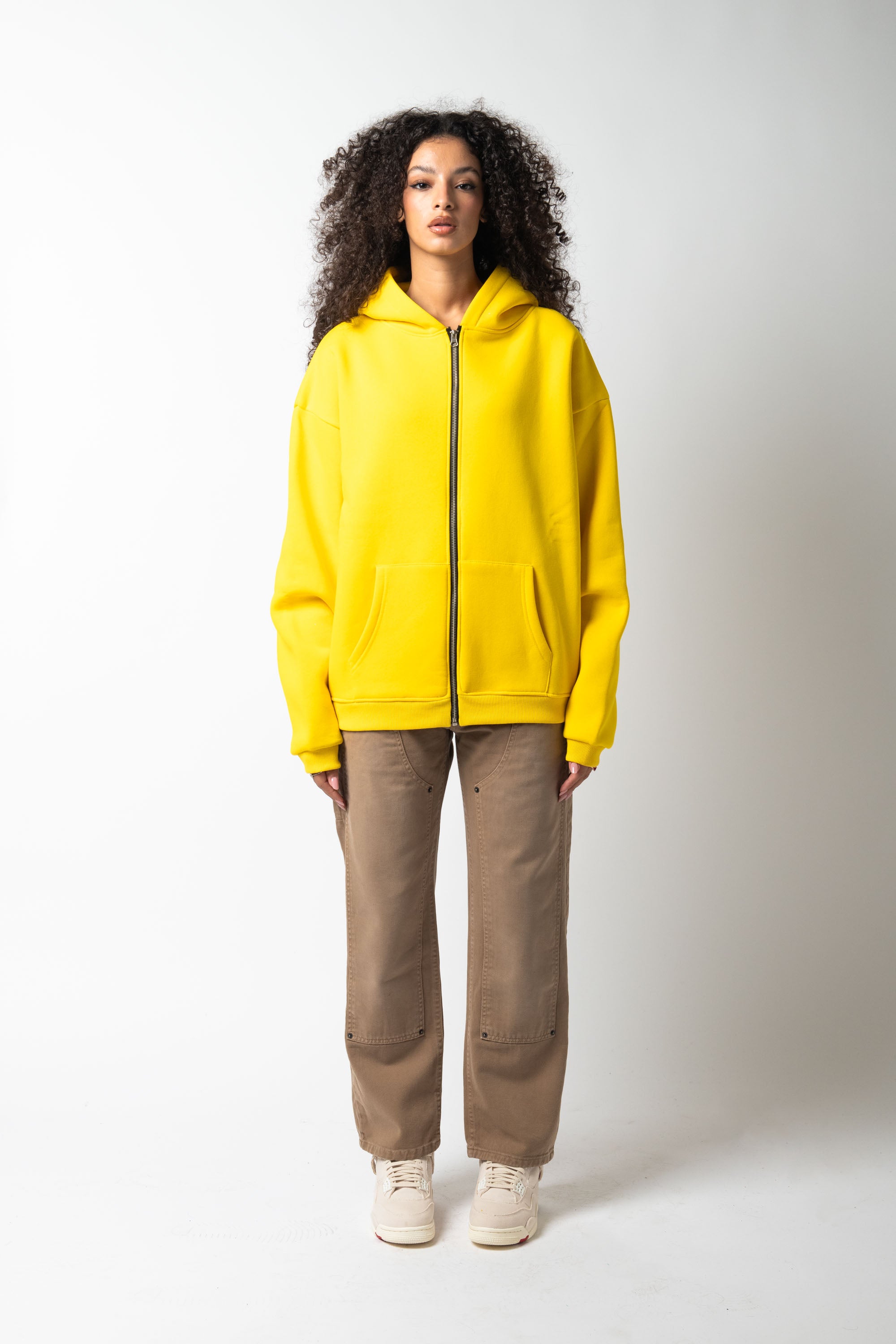 Hoodie Zip Match Yellow