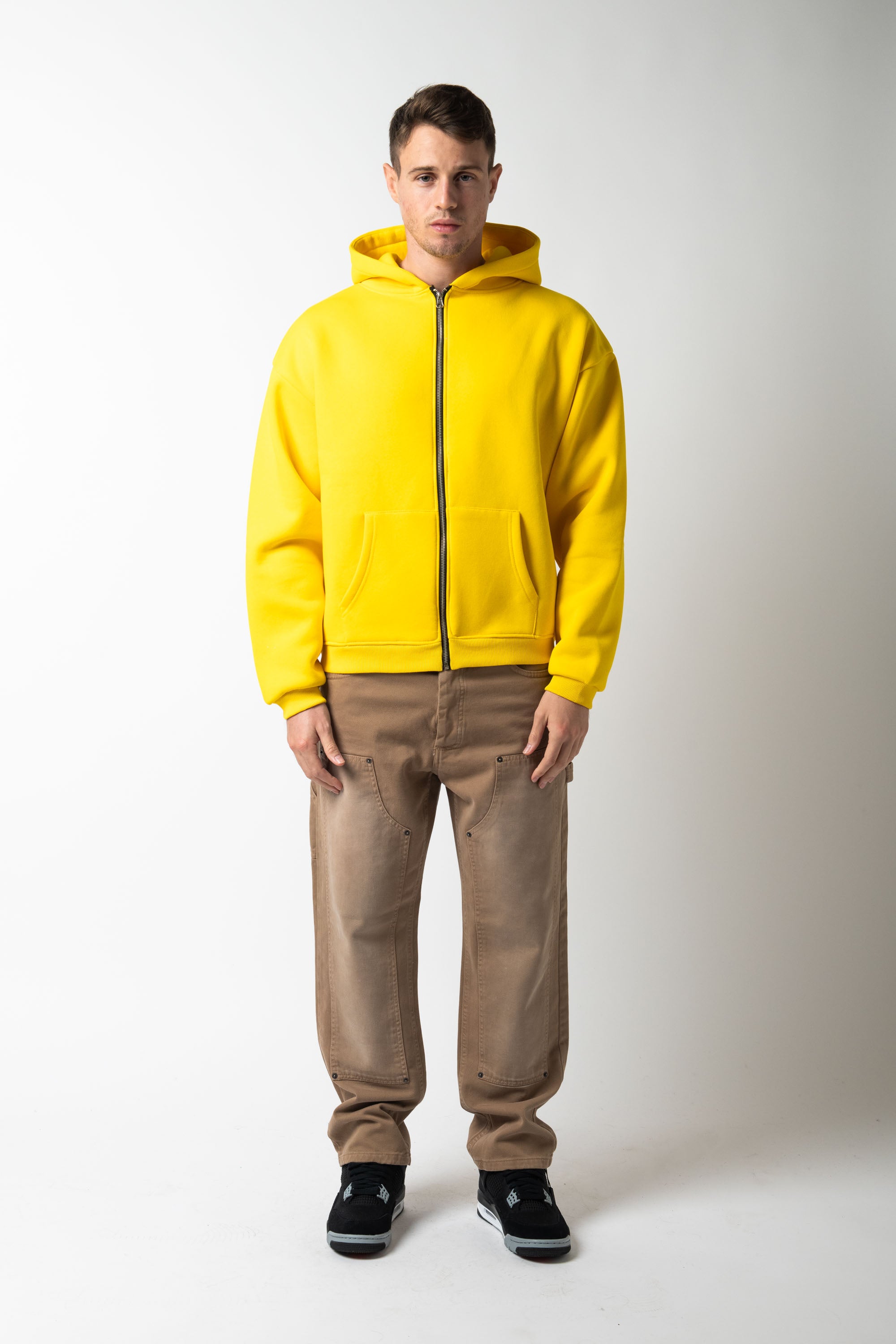 Hoodie Zip Match Yellow