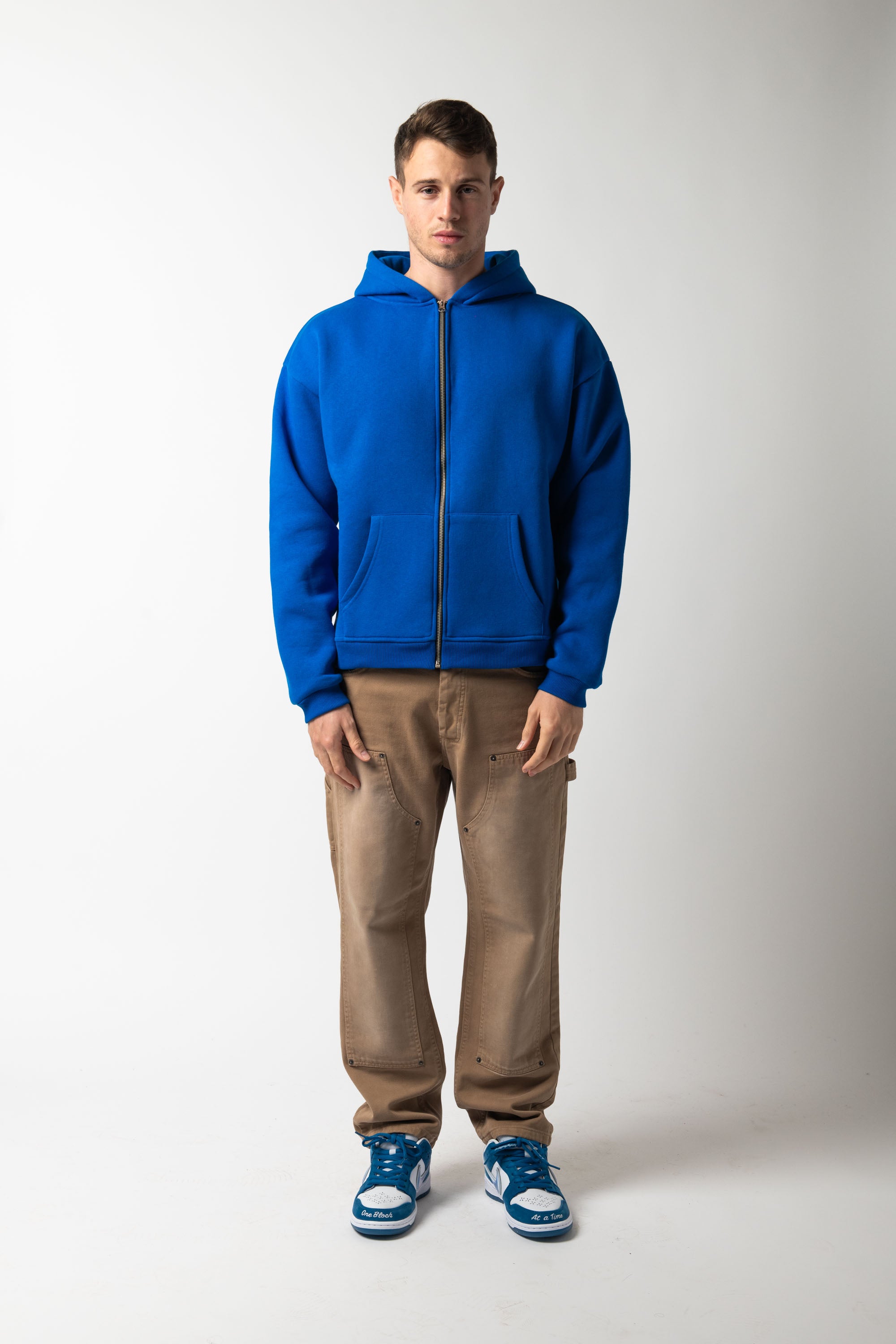 Hoodie Zip Match Royal