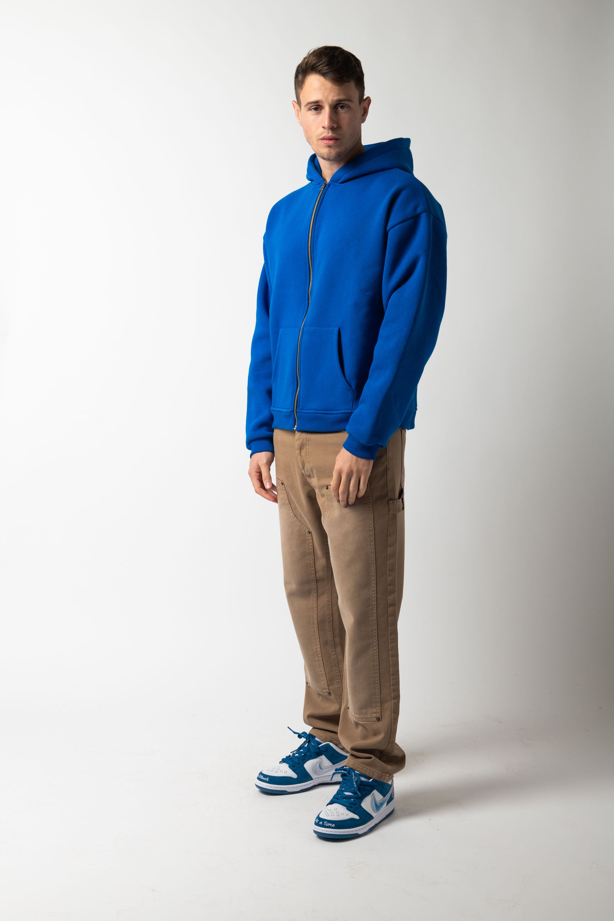 Hoodie Zip Match Royal