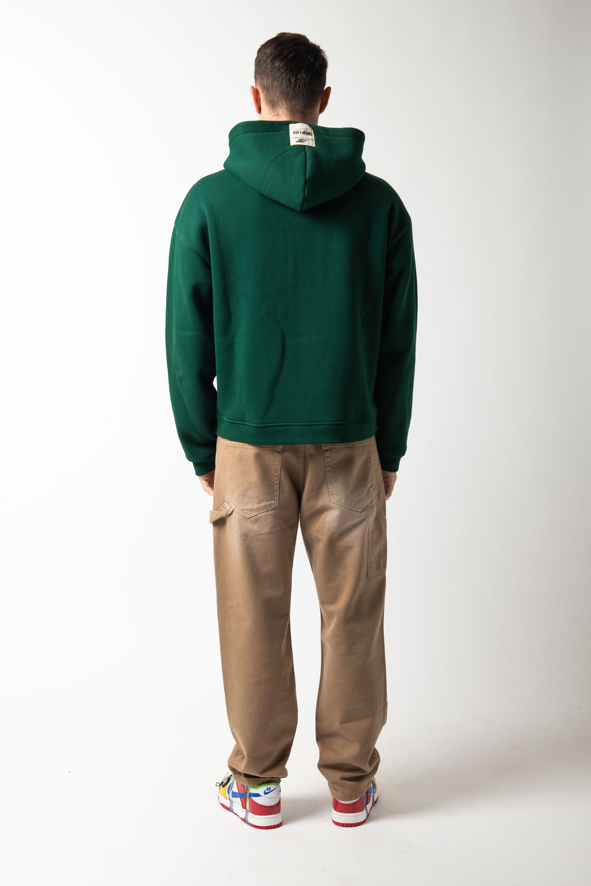 Hoodie Zip Match Green