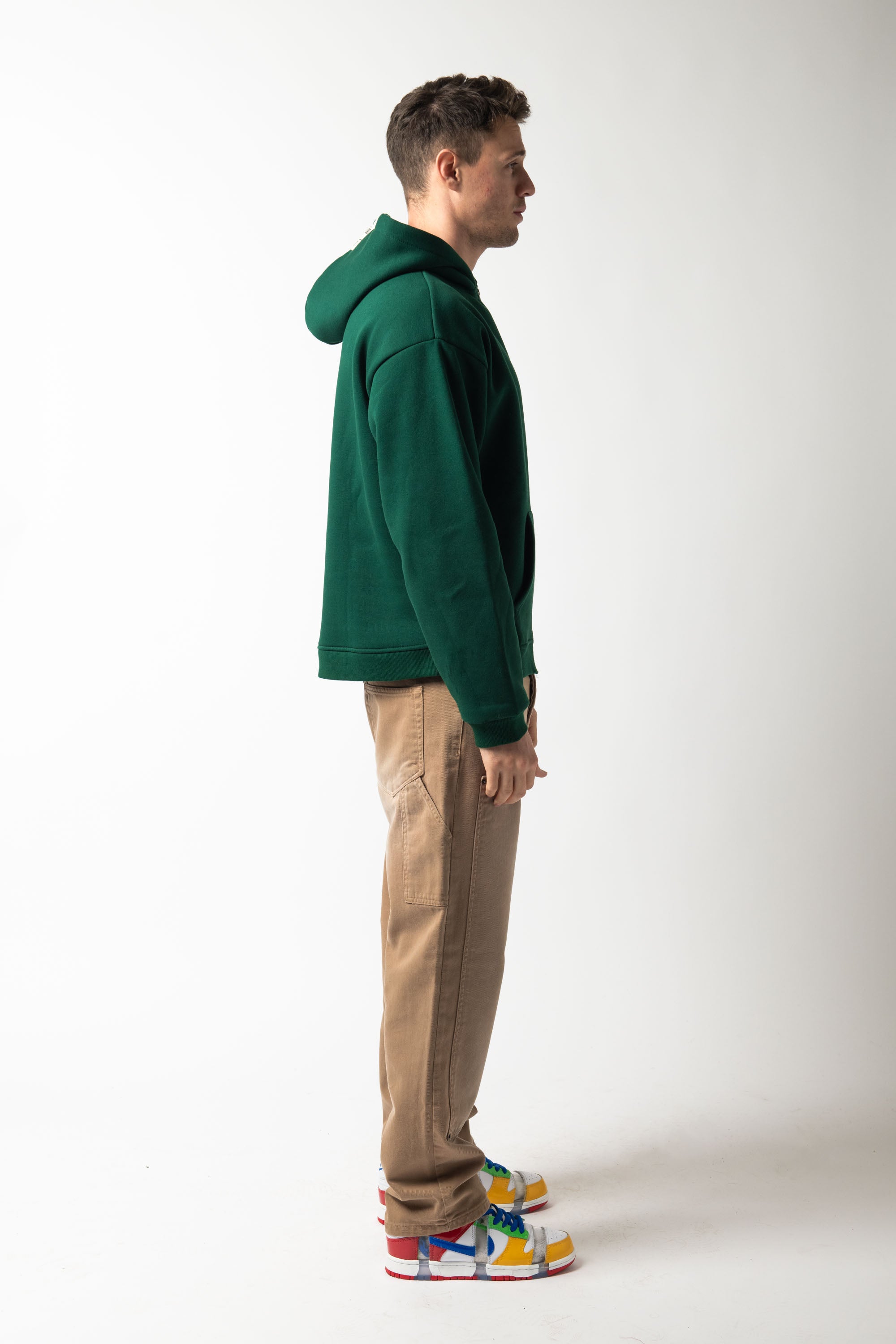 Hoodie Zip Match Green