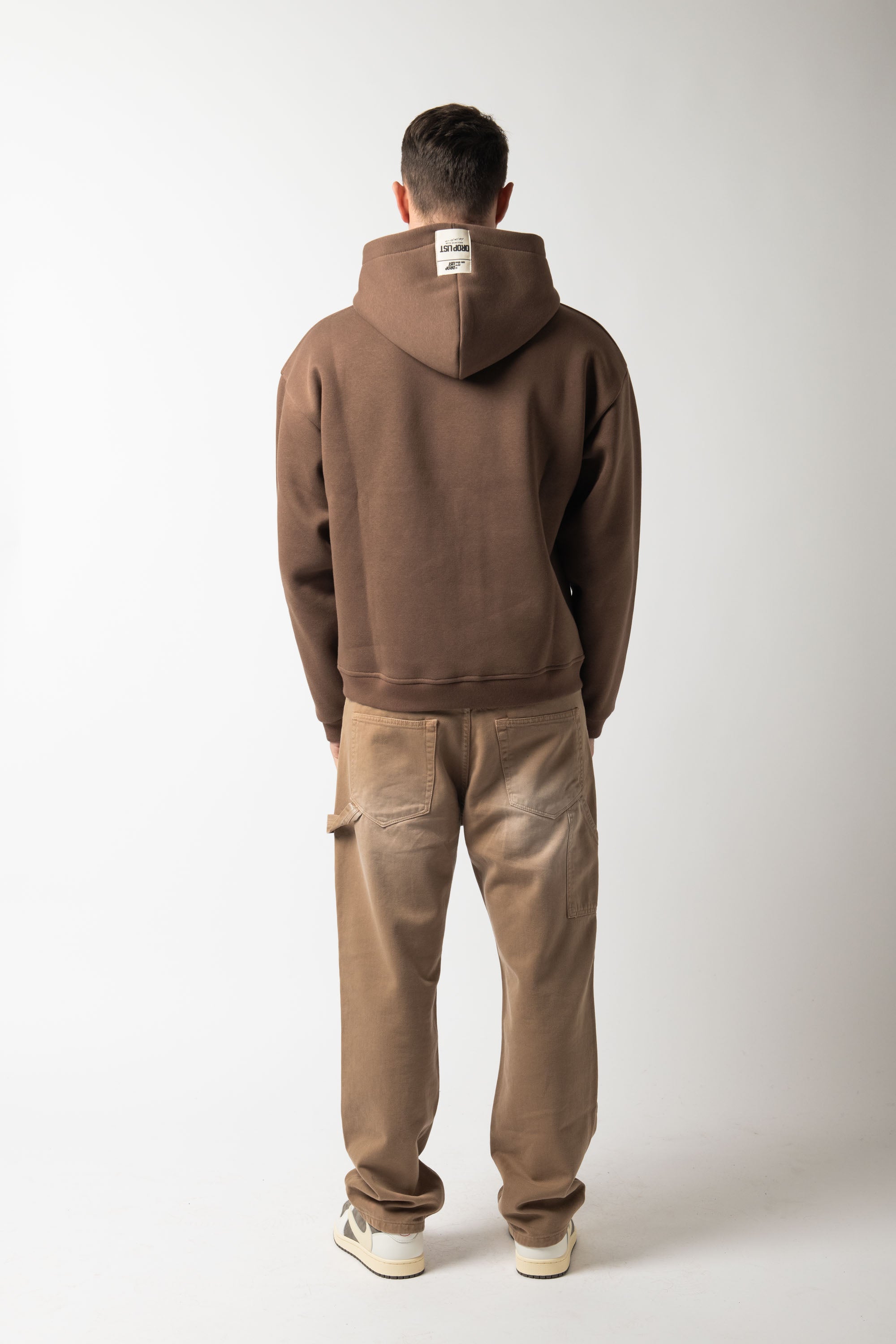 Hoodie Zip Match Brown