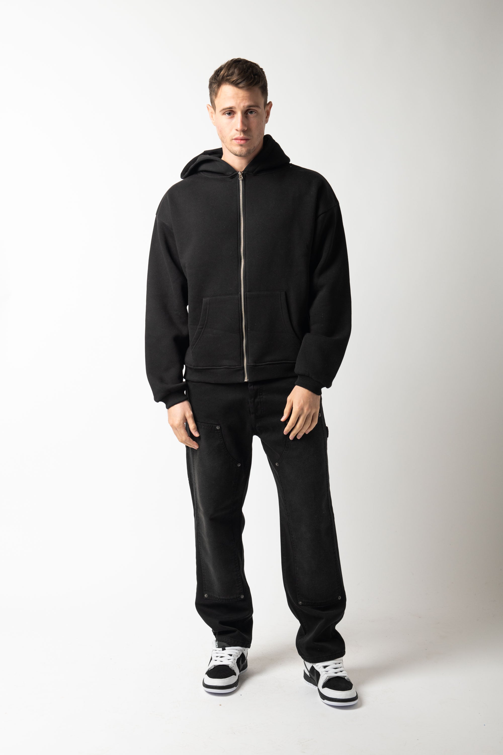 Hoodie Zip Match Black