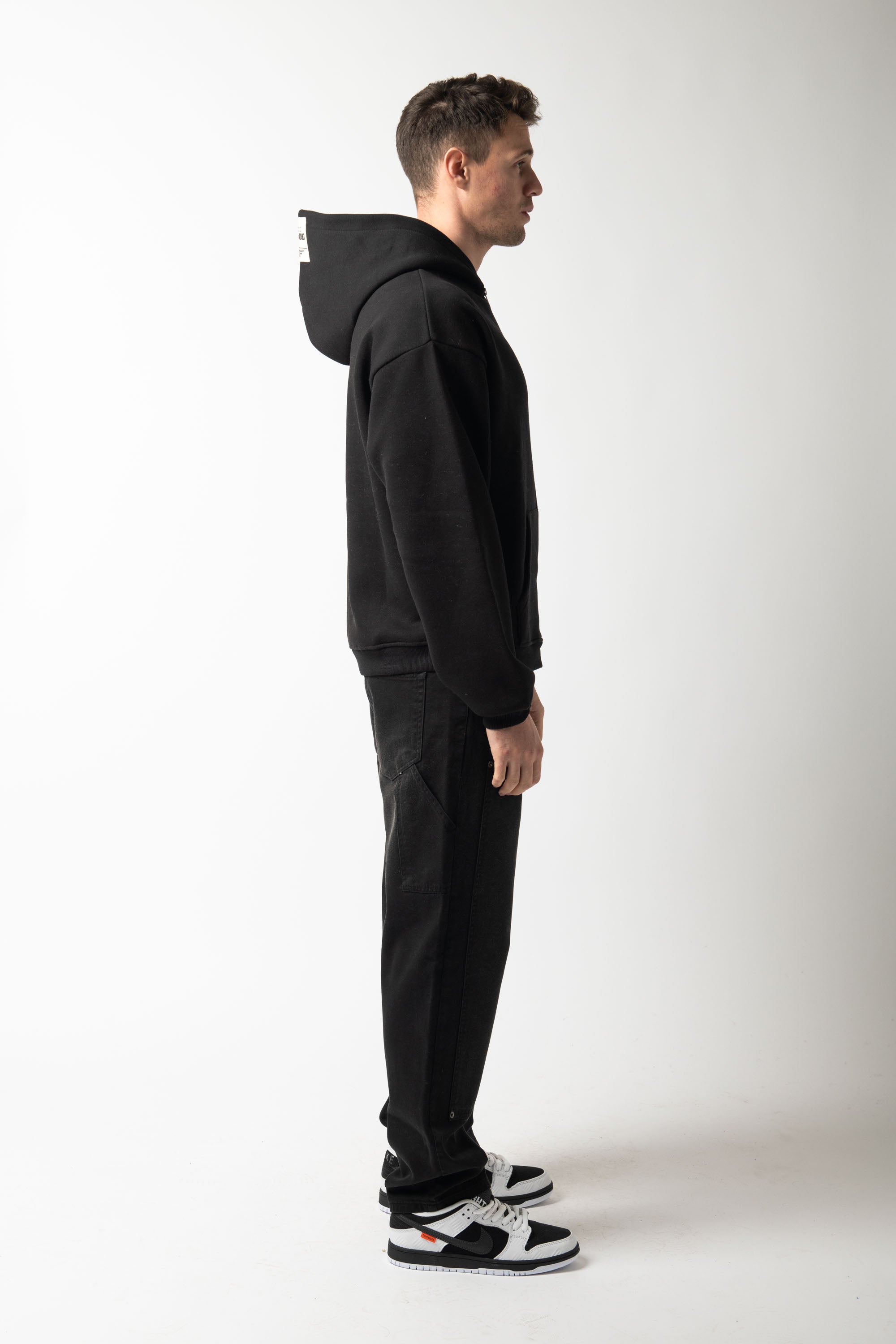 Hoodie Zip Match Black