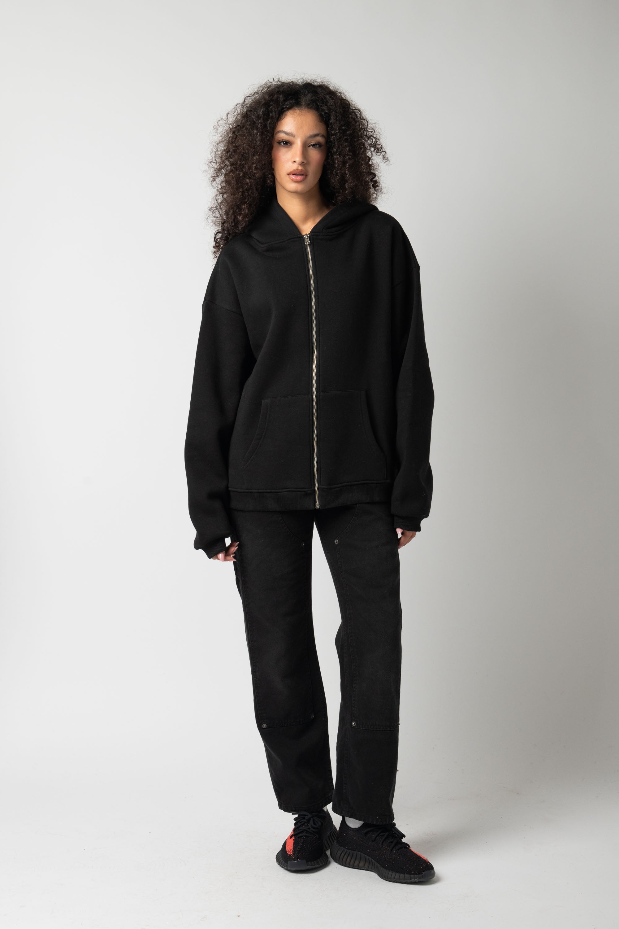 Hoodie Zip Match Black