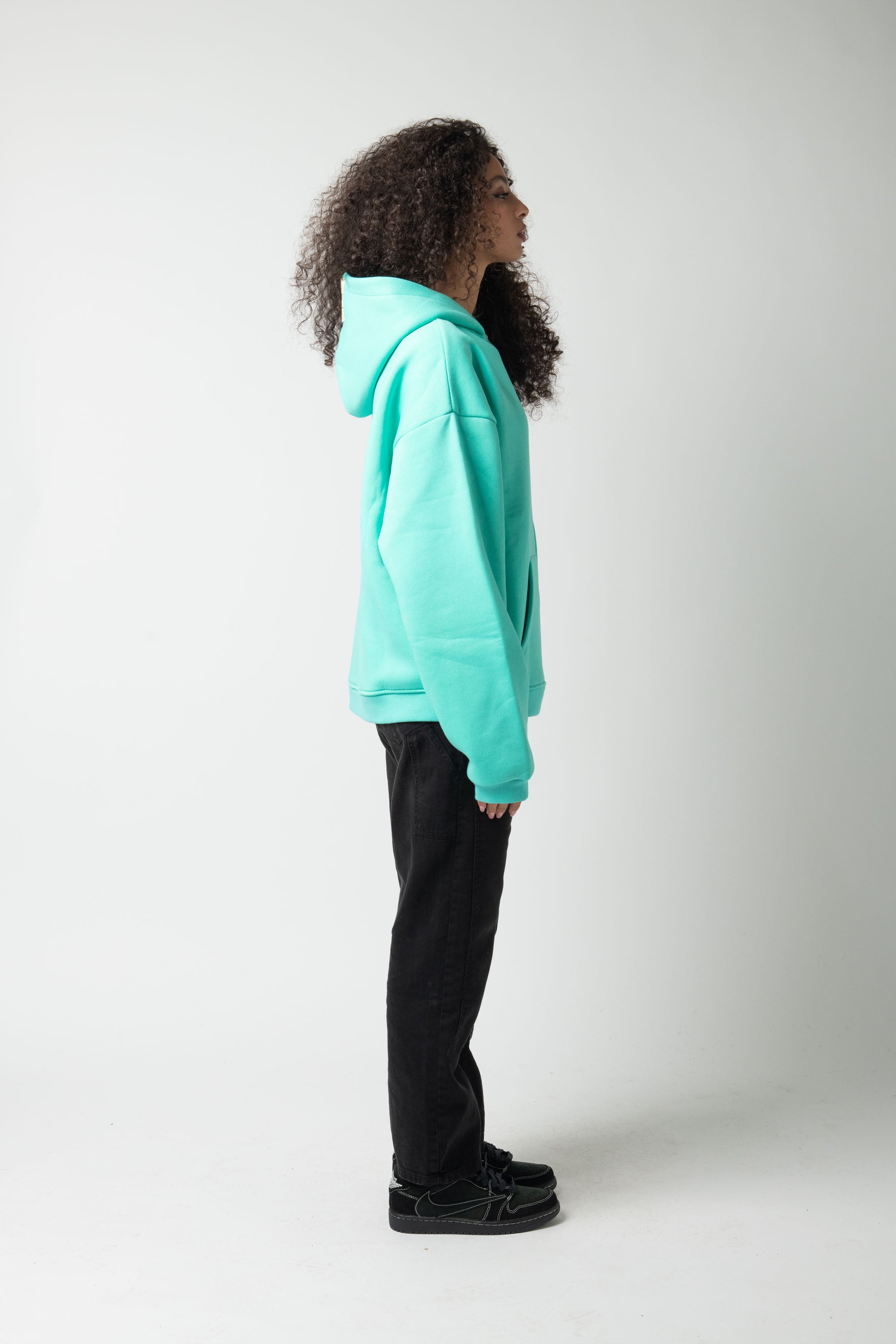 Hoodie Zip Match Turquoise